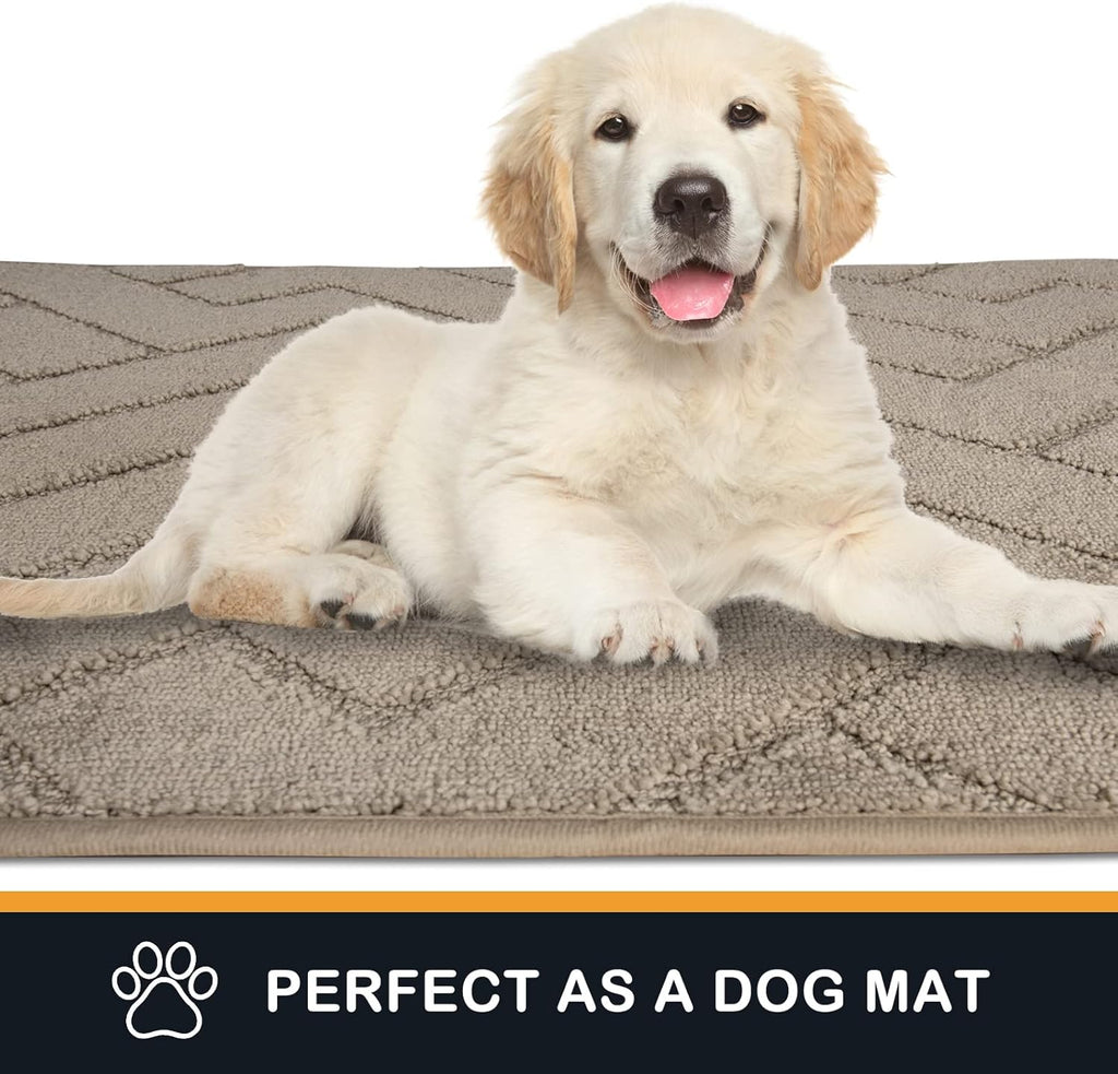 Doormat 24" x 35.5", Non-Slip Machine Washable Entryway Mat, Shoe Scraper, Dog Doormat, Super Absorbent Welcome Mat for Front and Back Doors, Muddy Wet Shoes and Paws, Taupe