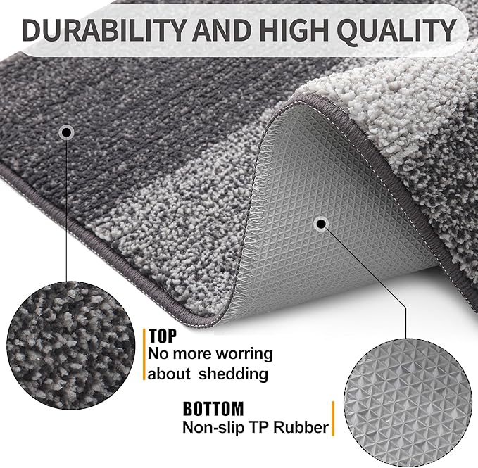 Indoor and outdoor doormat, 32x20 non-slip dust-absorbing doormat, low-profile washable interior entrance front mat, firm and soft entrance doormat for entry, gray