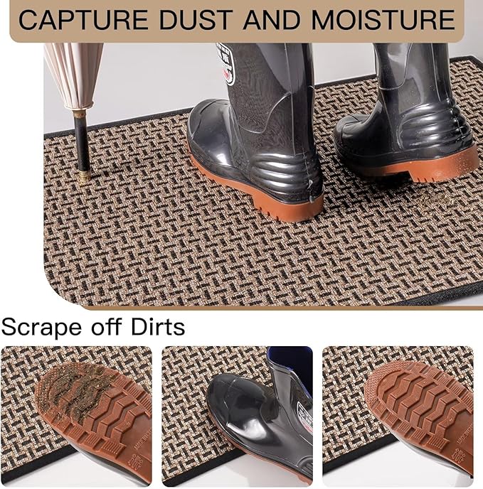 Door Mat Entrance 24x35, Dirt Resistant and Absorbent, Non-Slip Rubber Backing Floor Mats, Easy Clean Low-Profile Doormat for Entryway, Front Door, Inside Entrance, Black