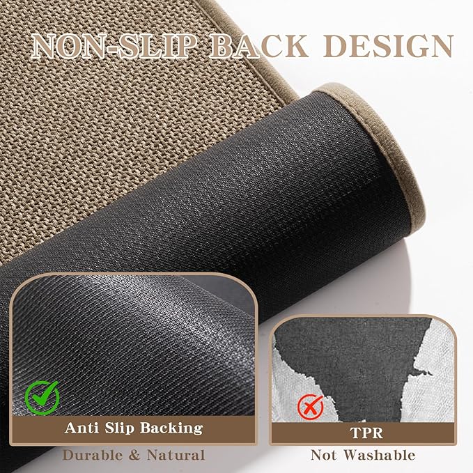 Bathroom Rug Mat 24x17, Ultra-Thin Non-Slip Bathroom Mat Small Quick-Drying Absorbent Bathroom Mat for Bathroom Floors, (Dark Beige, 24" x 17")
