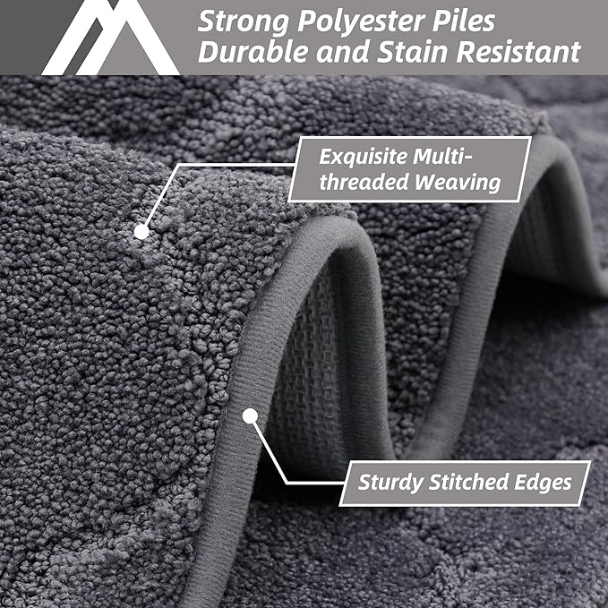 Soft kitchen floor mat for sinks, super absorbent kitchen rug, 20" x 59", non-slip stand, washable, polyester, dark gray