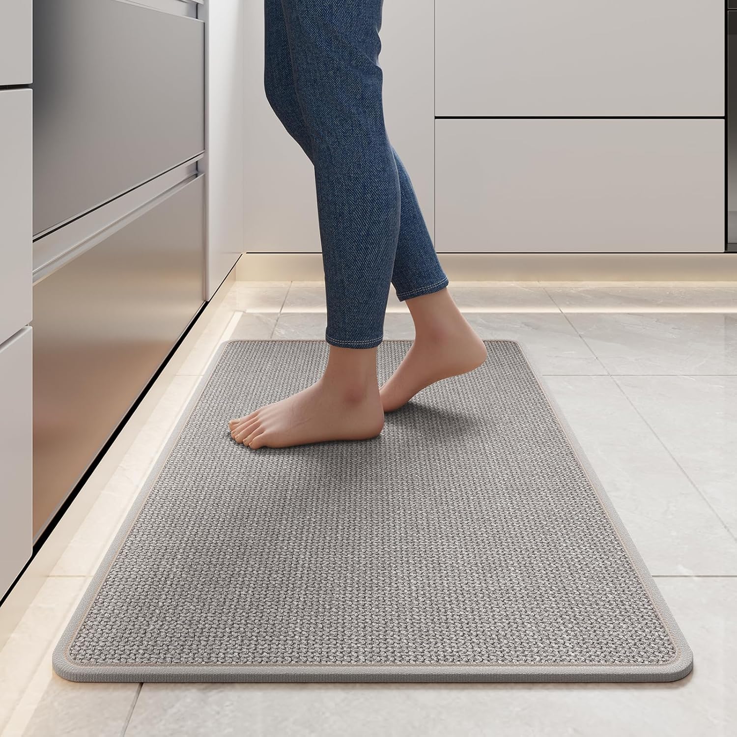 Water Absorbent Runner Rugs for Kitchen, Kitchen Mat in Front of Sink, Oil Absorbent Kitchen Mats for Floor,Non-Slip Kitchen Rugs,Durable Kitchen Mats，17x30 Gray Kitchen Rugs