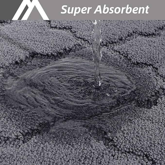 Soft kitchen floor mat for sinks, super absorbent kitchen rug, 20" x 59", non-slip stand, washable, polyester, dark gray