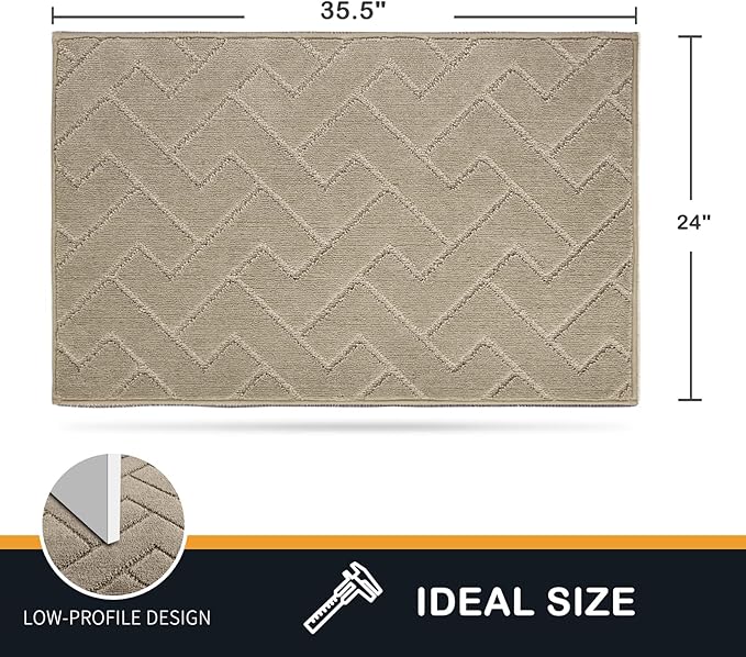 Doormat 24" x 35.5", Non-Slip Machine Washable Entryway Mat, Shoe Scraper, Dog Doormat, Super Absorbent Welcome Mat for Front and Back Doors, Muddy Wet Shoes and Paws, Taupe