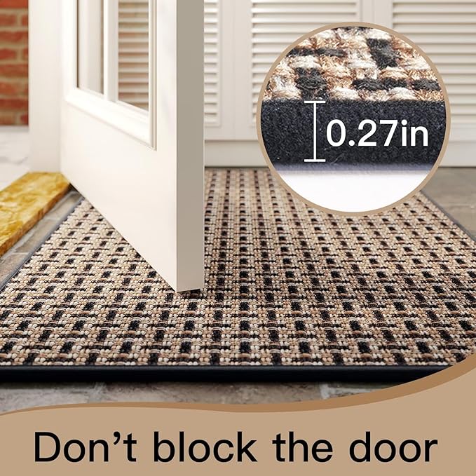 Door Mat Entrance 24x35, Dirt Resistant and Absorbent, Non-Slip Rubber Backing Floor Mats, Easy Clean Low-Profile Doormat for Entryway, Front Door, Inside Entrance, Black