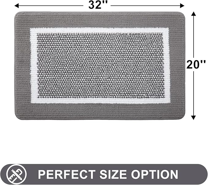 Indoor Doormat, Non-Slip Absorbent Dust-Resistant Entryway Mat, Strong Low Profile Indoor Mat, Washable Entryway Front Doormat, 32" x 20", Gray