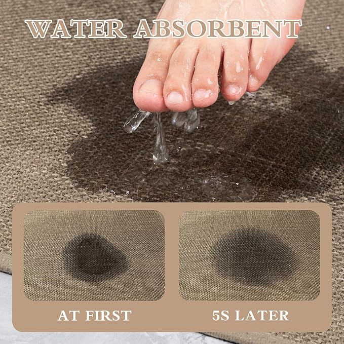 Bathroom Rug Mat 24x17, Ultra-Thin Non-Slip Bathroom Mat Small Quick-Drying Absorbent Bathroom Mat for Bathroom Floors, (Dark Beige, 24" x 17")
