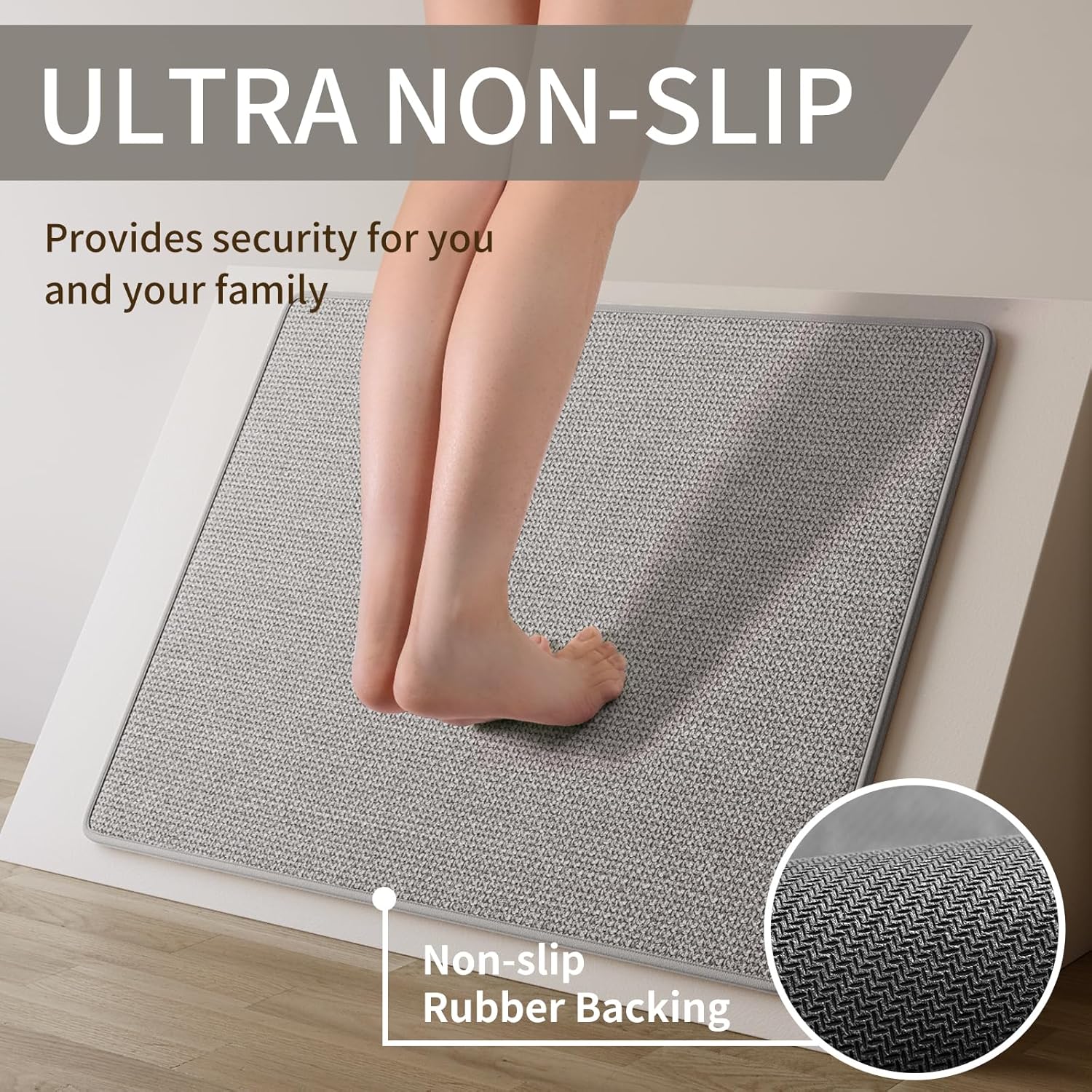Water Absorbent Runner Rugs for Kitchen, Kitchen Mat in Front of Sink, Oil Absorbent Kitchen Mats for Floor,Non-Slip Kitchen Rugs,Durable Kitchen Mats，17x30 Gray Kitchen Rugs