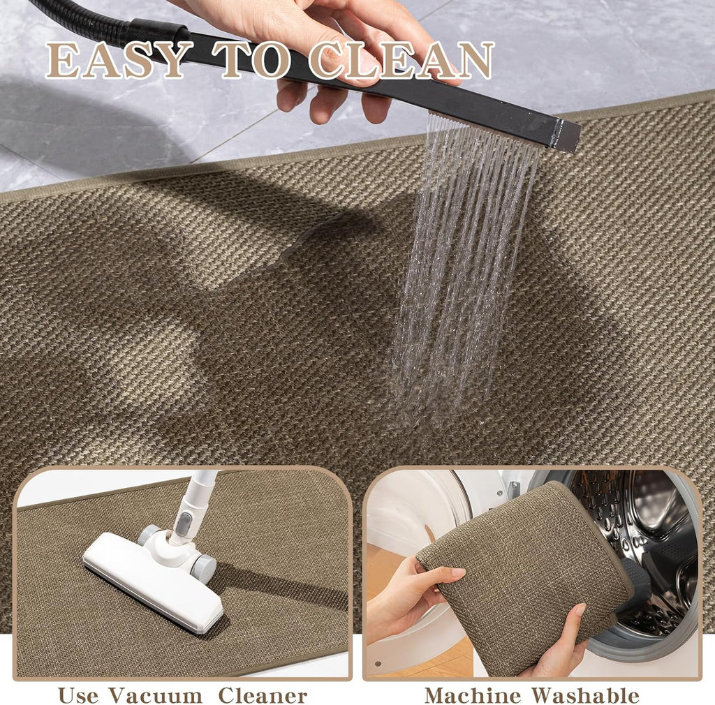 Bathroom Rug Mat 24x17, Ultra-Thin Non-Slip Bathroom Mat Small Quick-Drying Absorbent Bathroom Mat for Bathroom Floors, (Dark Beige, 24" x 17")