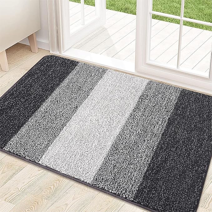 Indoor and outdoor doormat, 32x20 non-slip dust-absorbing doormat, low-profile washable interior entrance front mat, firm and soft entrance doormat for entry, gray