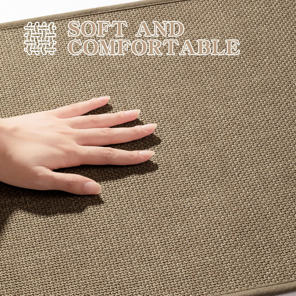 Bathroom Rug Mat 24x17, Ultra-Thin Non-Slip Bathroom Mat Small Quick-Drying Absorbent Bathroom Mat for Bathroom Floors, (Dark Beige, 24" x 17")
